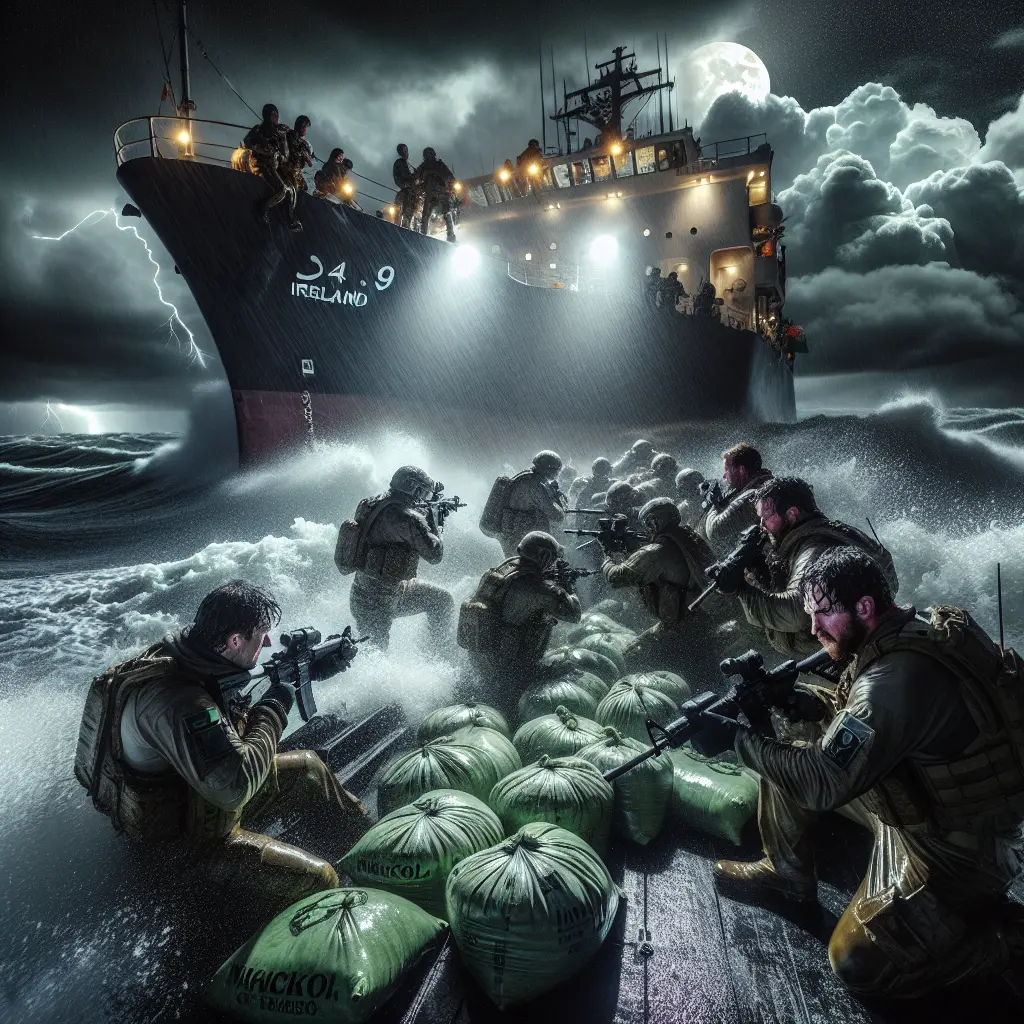 Rangers del Ejército Irlandés enfrentaron condiciones peligrosas para incautar 2,25 toneladas de cocaína del MV Matthew