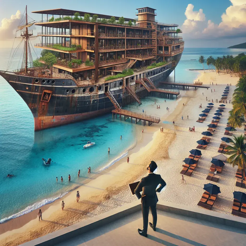 Representation of Empresario singapurense transforma un barco de 110 años en un hotel frente a la playa en Indonesia
